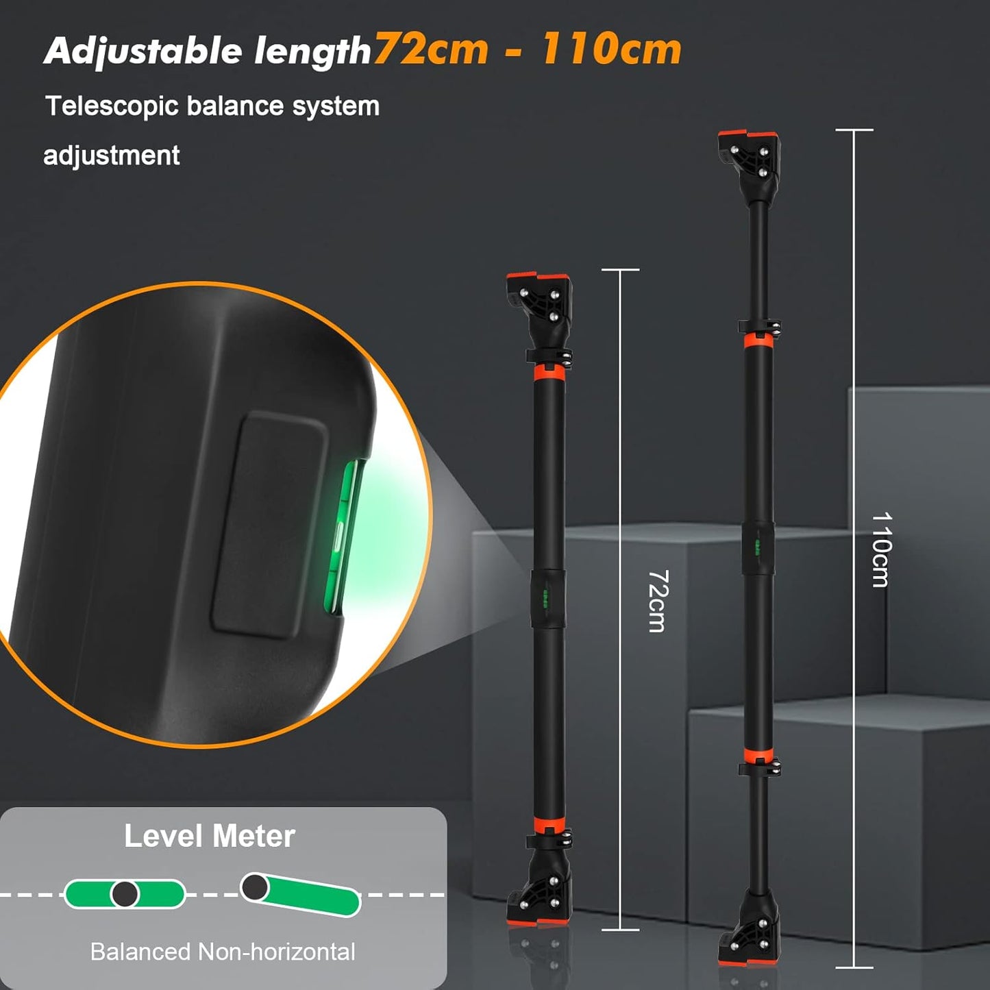 Klimmzugstange Für Türrahmen Ohne Schrauben Mit Innovativer Gewindesperre Für Sicheren Halt – 72-110Cm Pull up Bar Mit Tragfähigkeit Für Bis Zu 200 Kg Für Oberkörper Workout Heimtraining