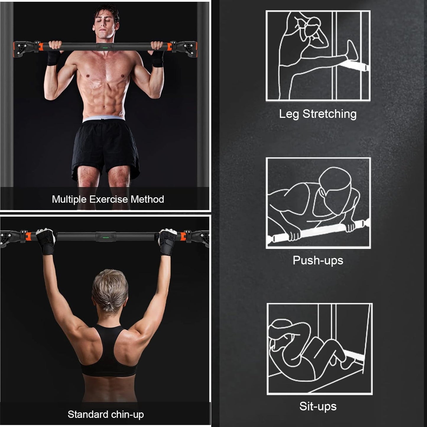 Klimmzugstange Für Türrahmen Ohne Schrauben Mit Innovativer Gewindesperre Für Sicheren Halt – 72-110Cm Pull up Bar Mit Tragfähigkeit Für Bis Zu 200 Kg Für Oberkörper Workout Heimtraining